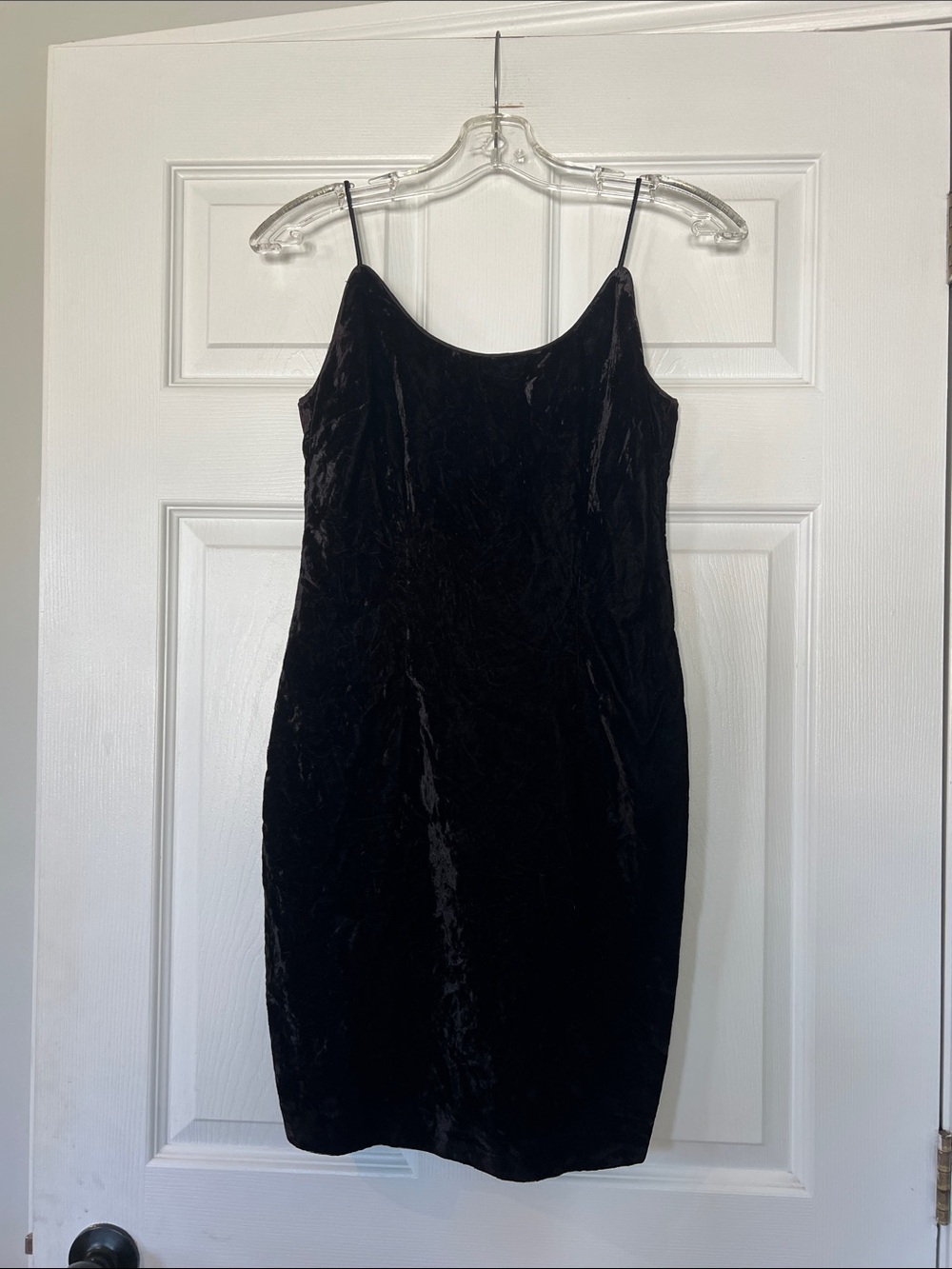 Moda International Black Velvet Mini Slip Dress